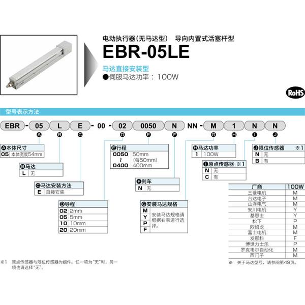 CKD喜開理電動執行器（無馬達型）滑塊型EBR-05LE-00-100200NNN-M1NN
