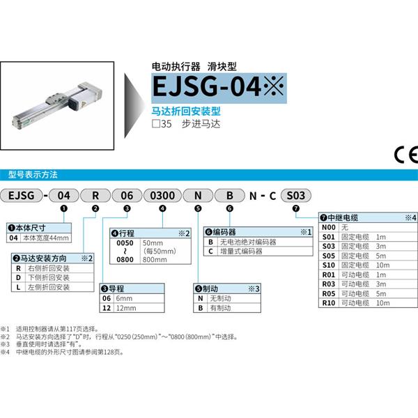 CKD喜開理電動執行器（無馬達型）滑塊型EJSG-04E06R0050NBN-CR03