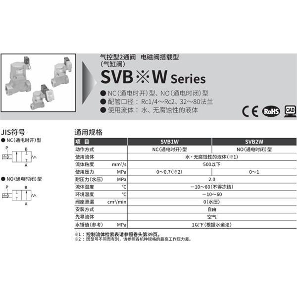 CKD喜開理氣控型2通閥（氣缸閥）SVB1W-8A-02CS-AC100V