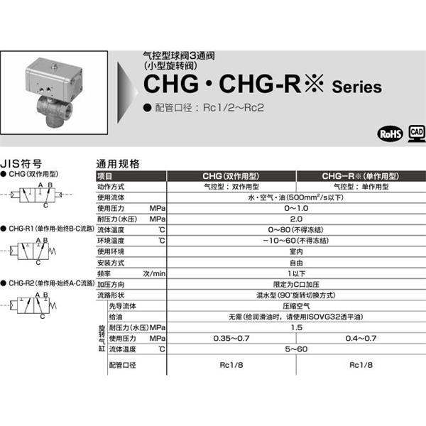 CKD喜開理氣控式球閥2?3通CHG-R1-40-N-W