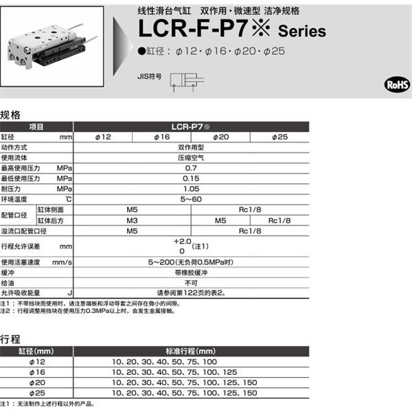 CKD喜開理線性滑臺氣缸LCR-F-20-50-S506DTP72