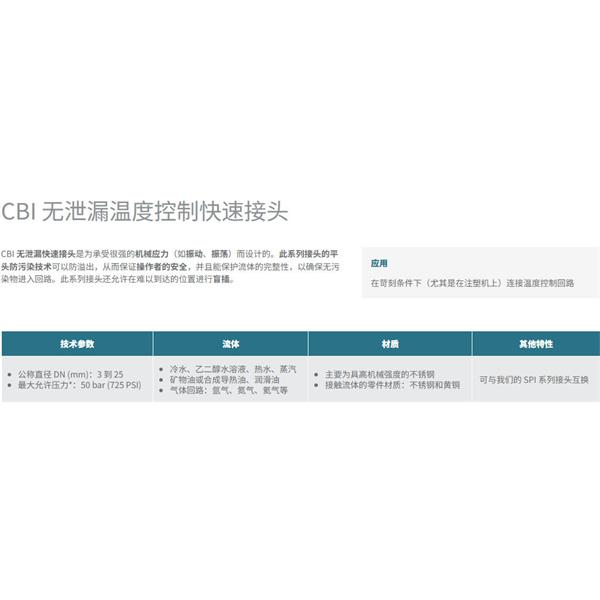 瑞士STAUBLI史陶比爾無泄漏溫度控制快速接頭 CBI 09.1813/IA/CN